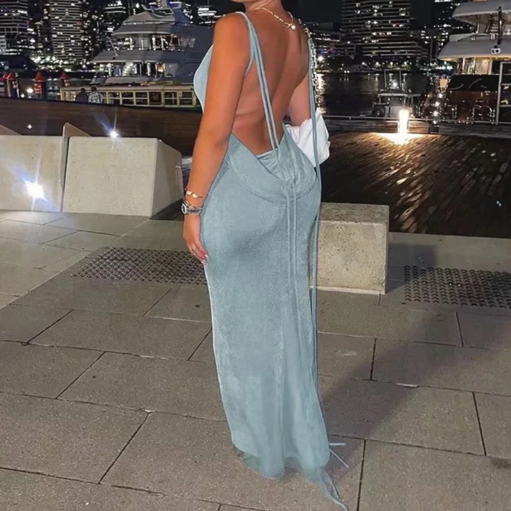 Low back drape dress
